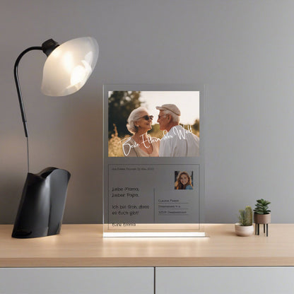 Postkarte Acrylglas an Eltern personalisierbar mit Foto & Text