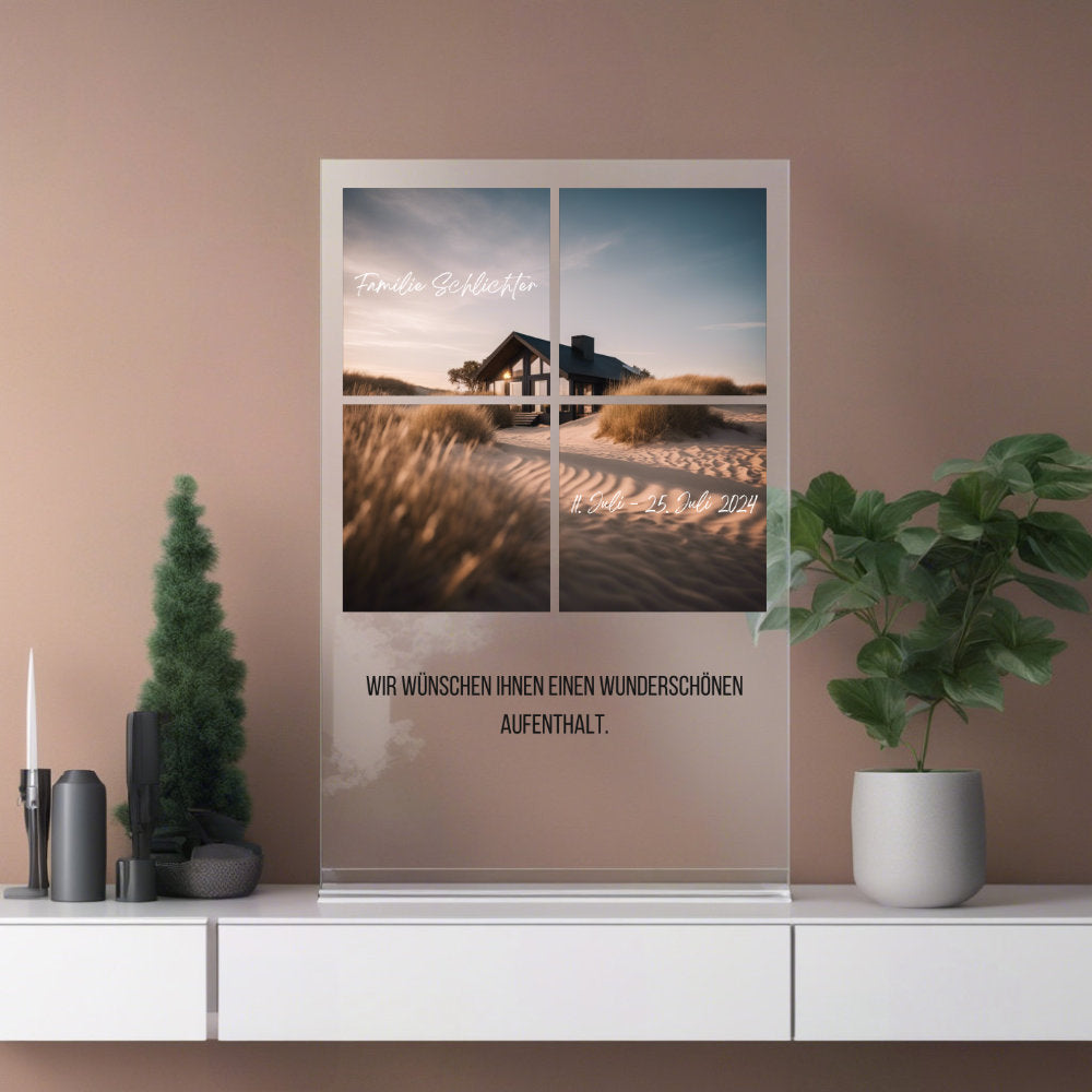 Willkommensgeschenk personalisiert auf Acryl für Ferienhaus Vermieter