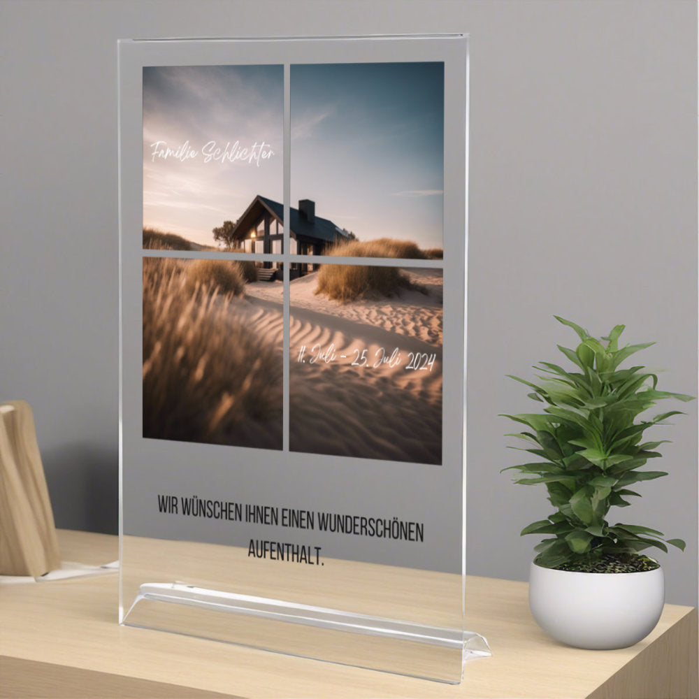 Willkommensgeschenk personalisiert auf Acryl für Ferienhaus Vermieter