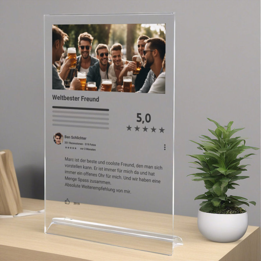 Internet Bewertung  Acrylglas für Freunde personalisierbar mit Foto & Text