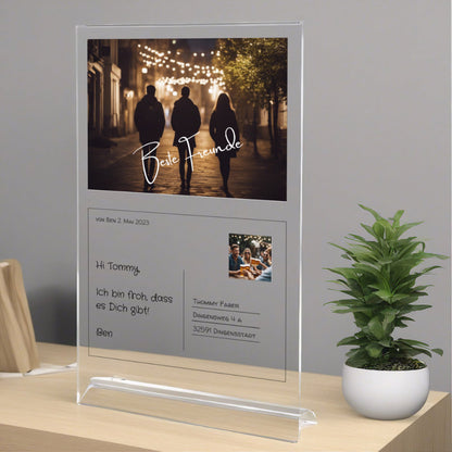 Postkarte Acrylglas an besten Freund / Freundin personalisierbar mit Foto & Text