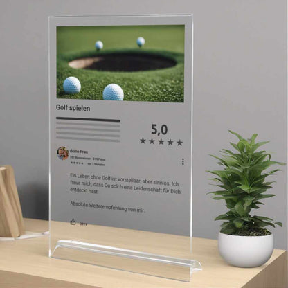 Internet  Bewertung Acrylglas Hobby Golf personalisierbar mit Foto & Text