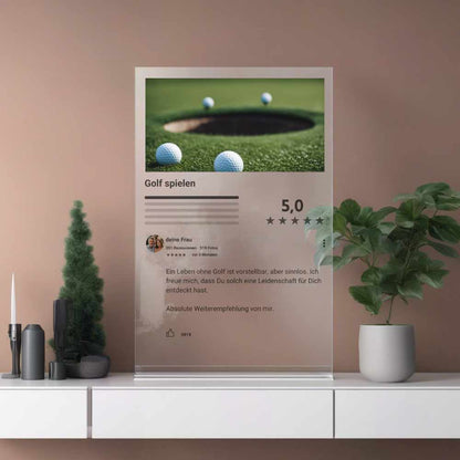 Internet  Bewertung Acrylglas Hobby Golf personalisierbar mit Foto & Text