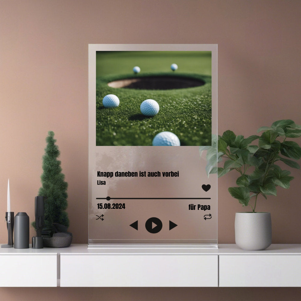 Album Cover Acryglas für Golfspieler personalisierbar mit Foto & Text