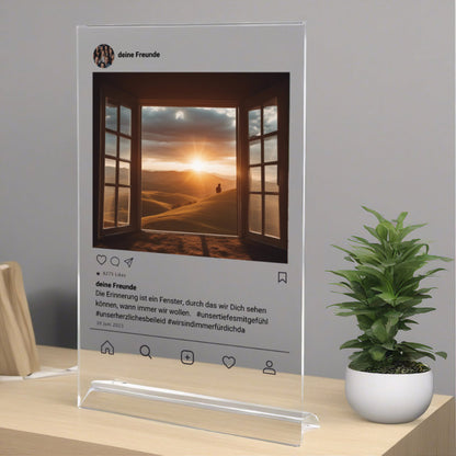 Social Media Post Acrylglas Beileidsbekundung personalisierbar mit Foto & Text