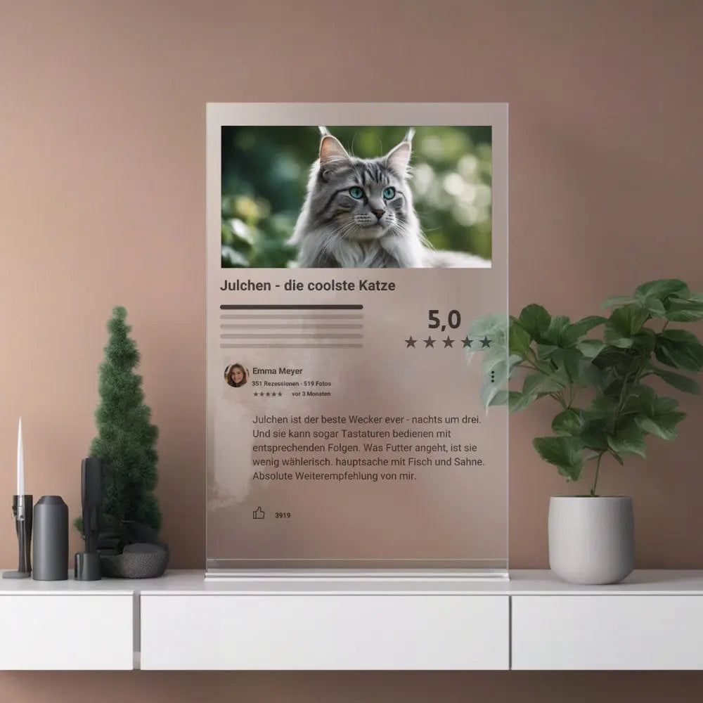 Google Bewertung Katze individualisierbar aus Acrylglas Geschenk Palast