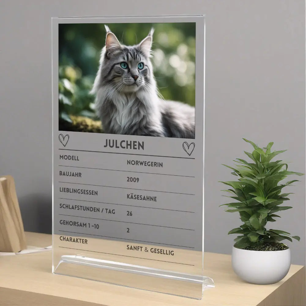 Quartett Spaßkarte Katze individualisiert aus Acrylglas Geschenk Palast