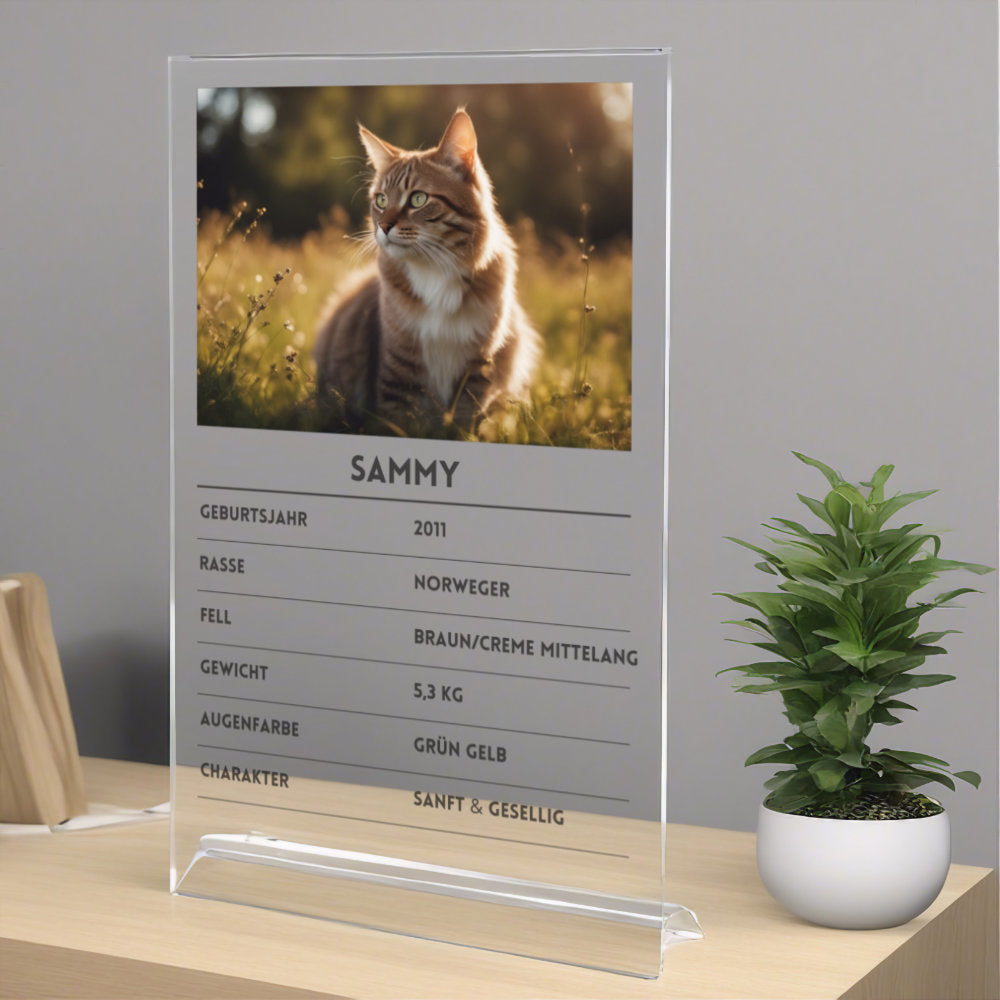 Quartettkarte Acrylglas Katze personalisierbar mit Foto & Text