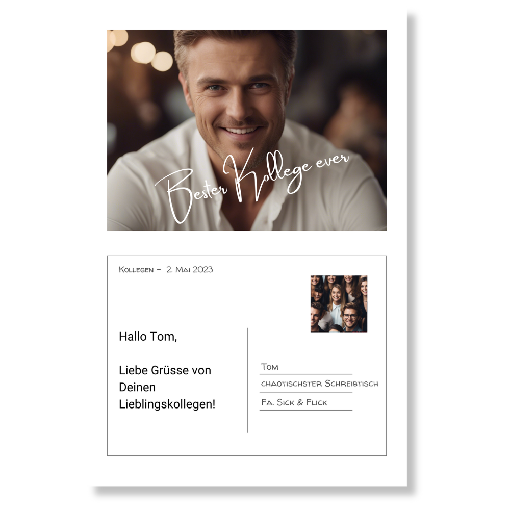 Postkarte Acrylglas an Kollegen personalisierbar mit Foto & Text