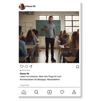 Social Media Post Acrylglas für Eure Lehrer personalisierbar mit Foto & Text
