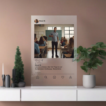 Social Media Post Acrylglas für Eure Lehrer personalisierbar mit Foto & Text