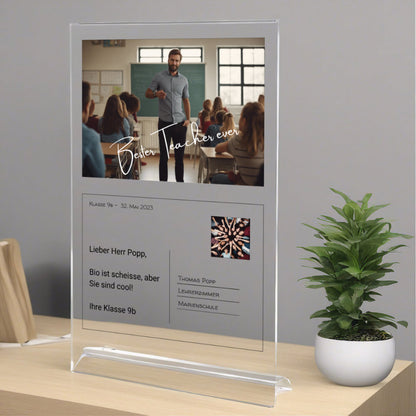 Postkarte Acrylglas an Euren Lehrer personalisierbar mit Foto & Text