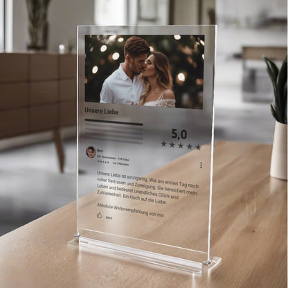 Internet Bewertung  Acrylglas Liebe personalisierbar mit Foto & Text