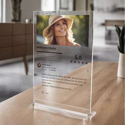 Internet Bewertung  Acrylglas für  Deine Mama personalisierbar mit Foto & Text