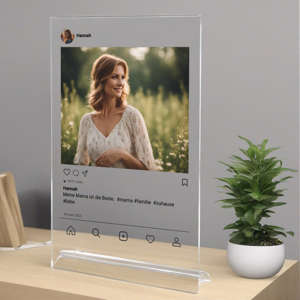 Social Media Post Acrylglas für Mama personalisierbar mit Foto & Text