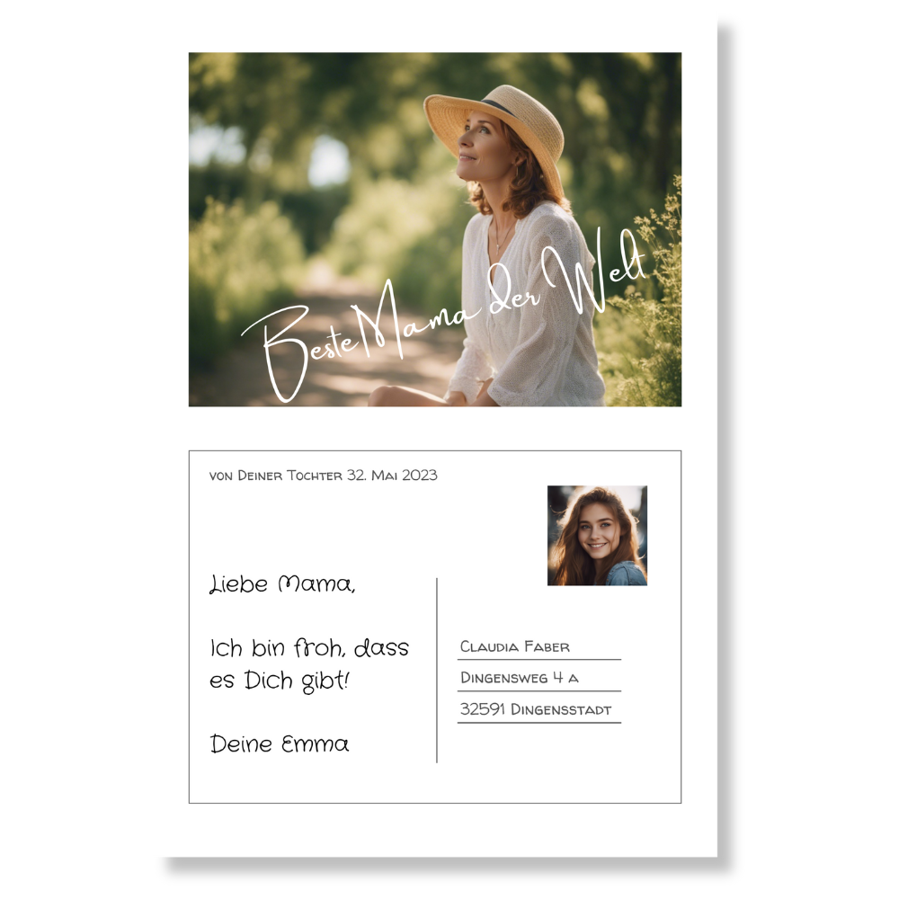 Postkarte Acrylglas an Mama personalisierbar mit Foto & Text