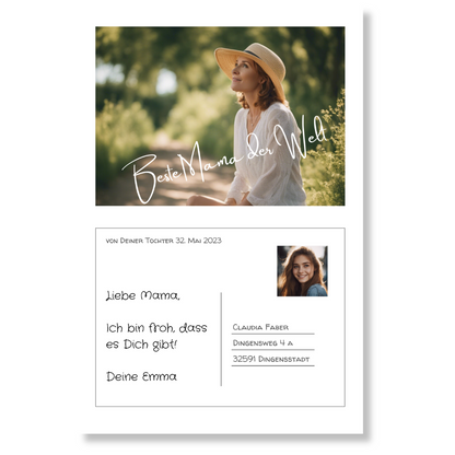 Postkarte Acrylglas an Mama personalisierbar mit Foto & Text