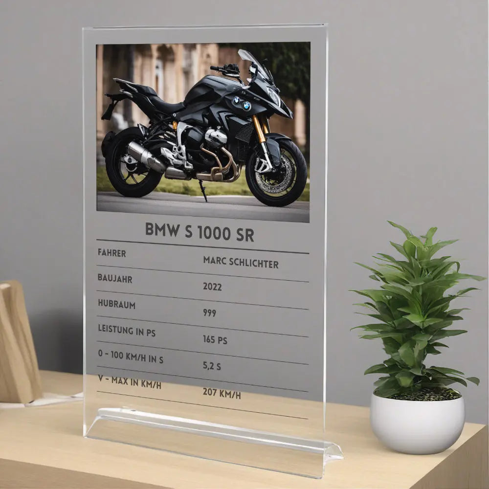 Quartettkarte Motorrad personalisiert aus Acrylglas Geschenk Palast