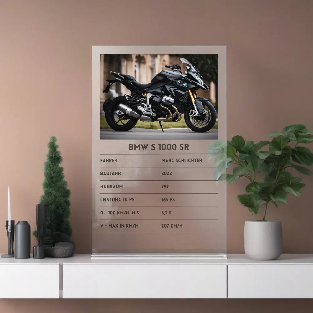 Quartettkarte Motorrad personalisiert aus Acrylglas Geschenk Palast