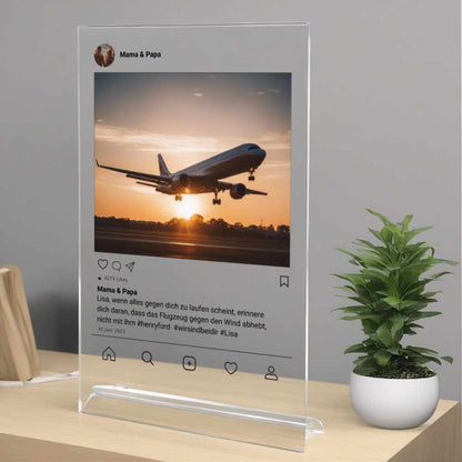 Social Media Post Acrylglas Mut & Trost personalisierbar mit Foto & Text