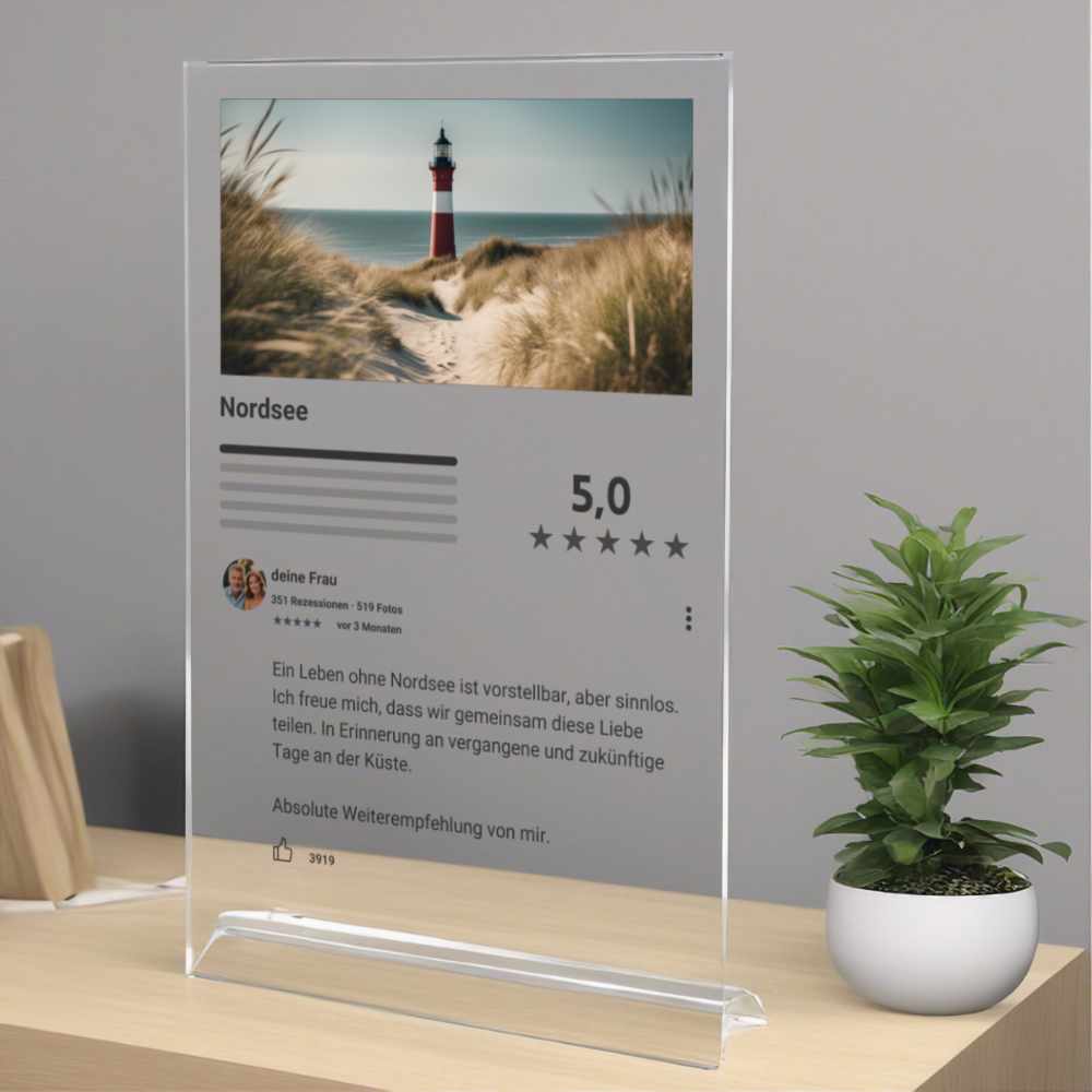 Internet Bewertung  Acrylglas Nordsee personalisierbar mit Foto & Text