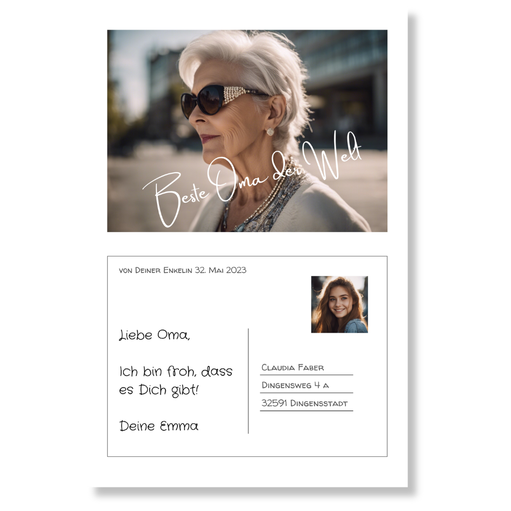 Postkarte Acrylglas an Oma personalisierbar mit Foto & Text