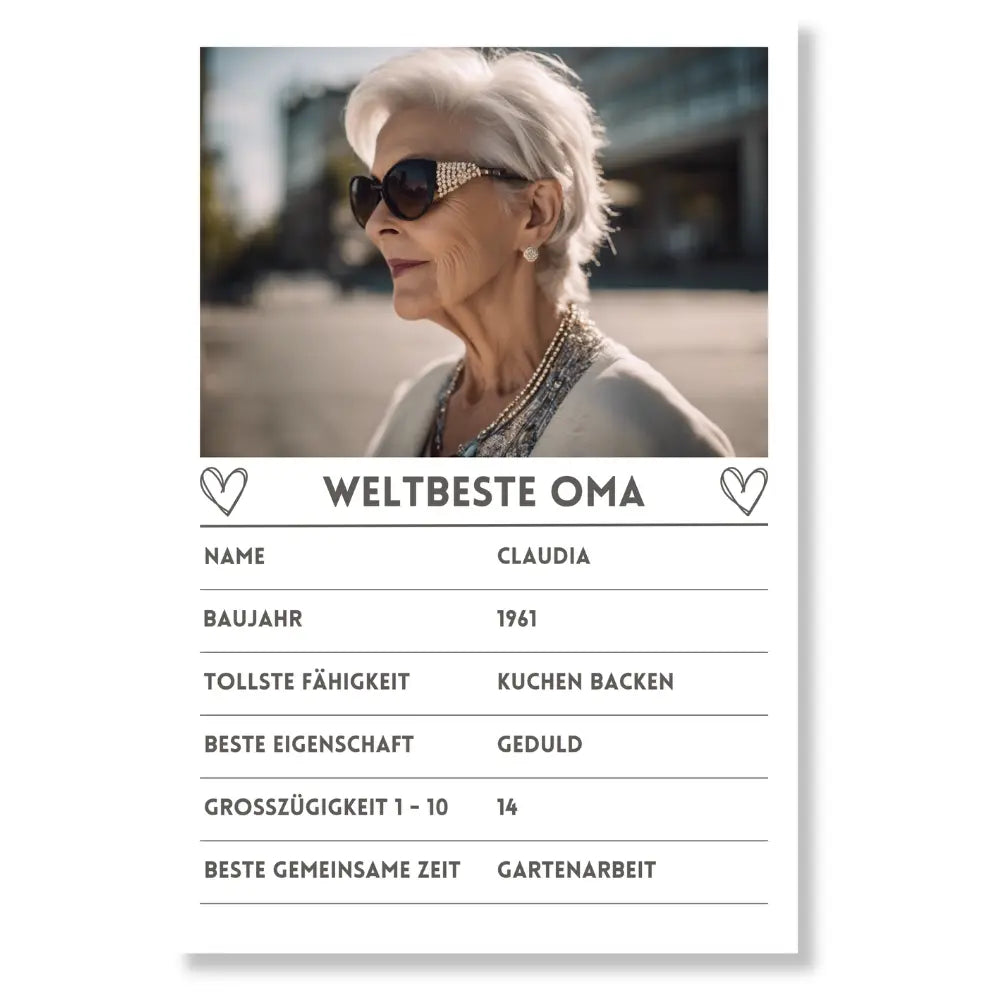 Quartettkarte personalisiert aus Acrylglas für Oma Geschenk Palast