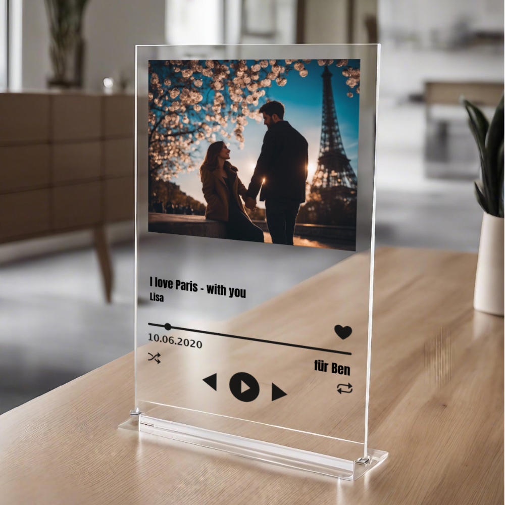 Album Cover Acryglas Dein Lieblingsort mit Partner personalisierbar mit Foto & Text