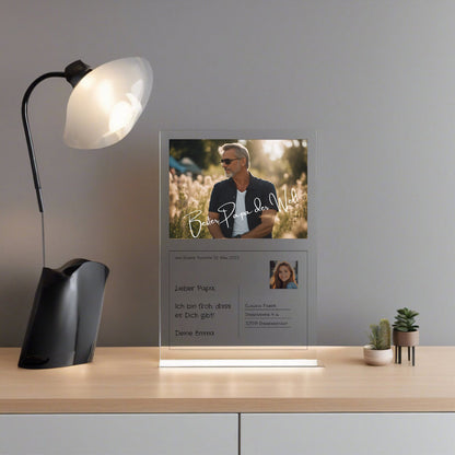 Postkarte Acrylglas an Papa personalisierbar mit Foto & Text