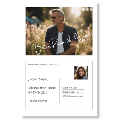 Postkarte Acrylglas an Papa personalisierbar mit Foto & Text