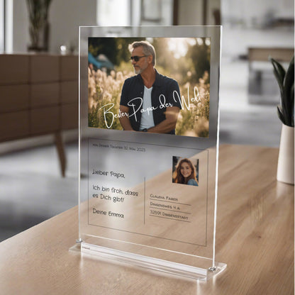 Postkarte Acrylglas an Papa personalisierbar mit Foto & Text