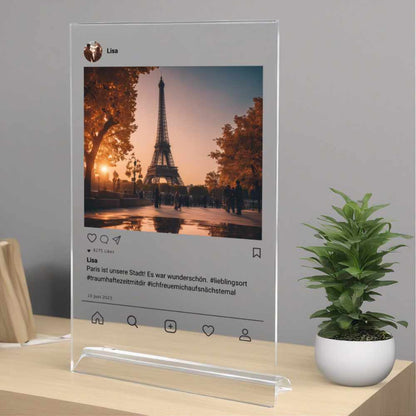 Social Media Post Acrylglas Lieblingsstadt personalisierbar mit Foto & Text