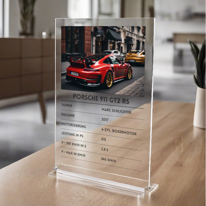 Quartettkarte Acrylglas Auto personalisierbar mit Foto & Text