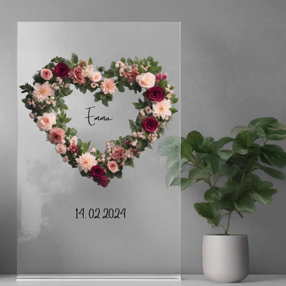 Blumenherz auf Acryl personalisierbar