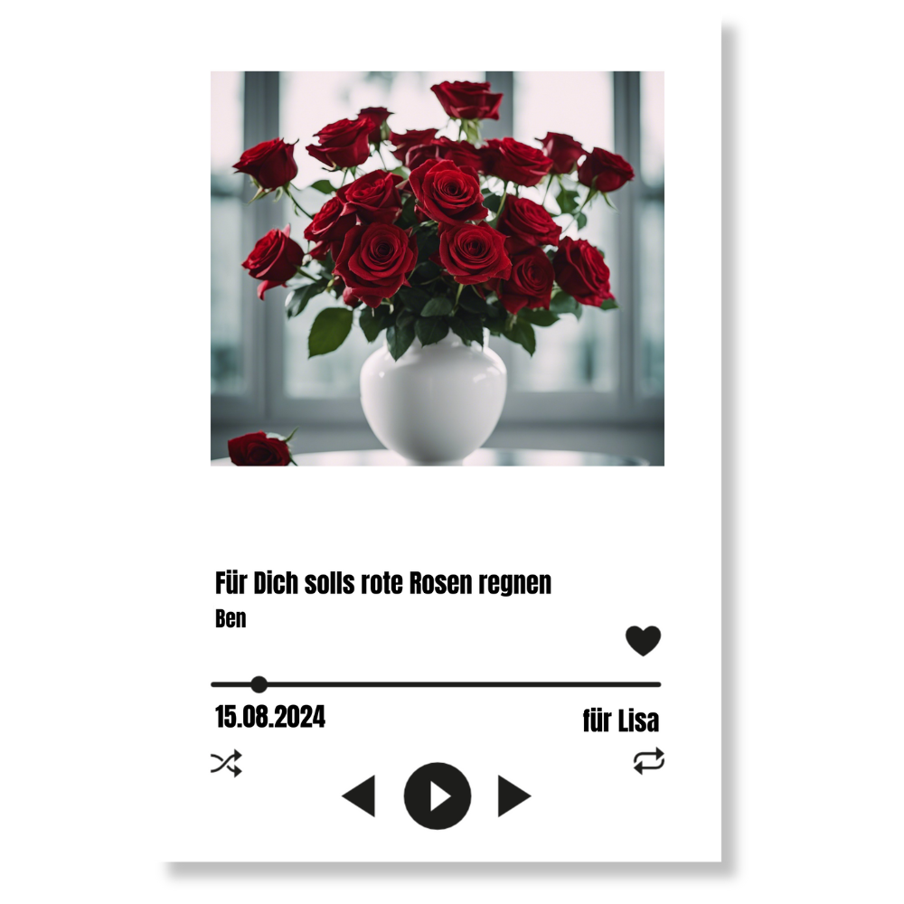 Album Cover Acryglas rote Rosen personalisierbar mit Foto & Text