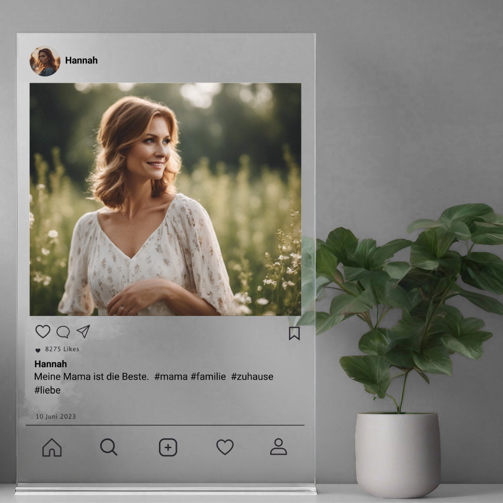 Social Media Post Acrylglas für Mama personalisierbar mit Foto & Text