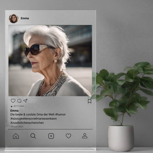 Social Media Post Acrylglasn für Oma personalisierbar mit Foto & Text