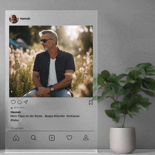 Social Media Post Acrylglas für Papa personalisierbar mit Foto & Text
