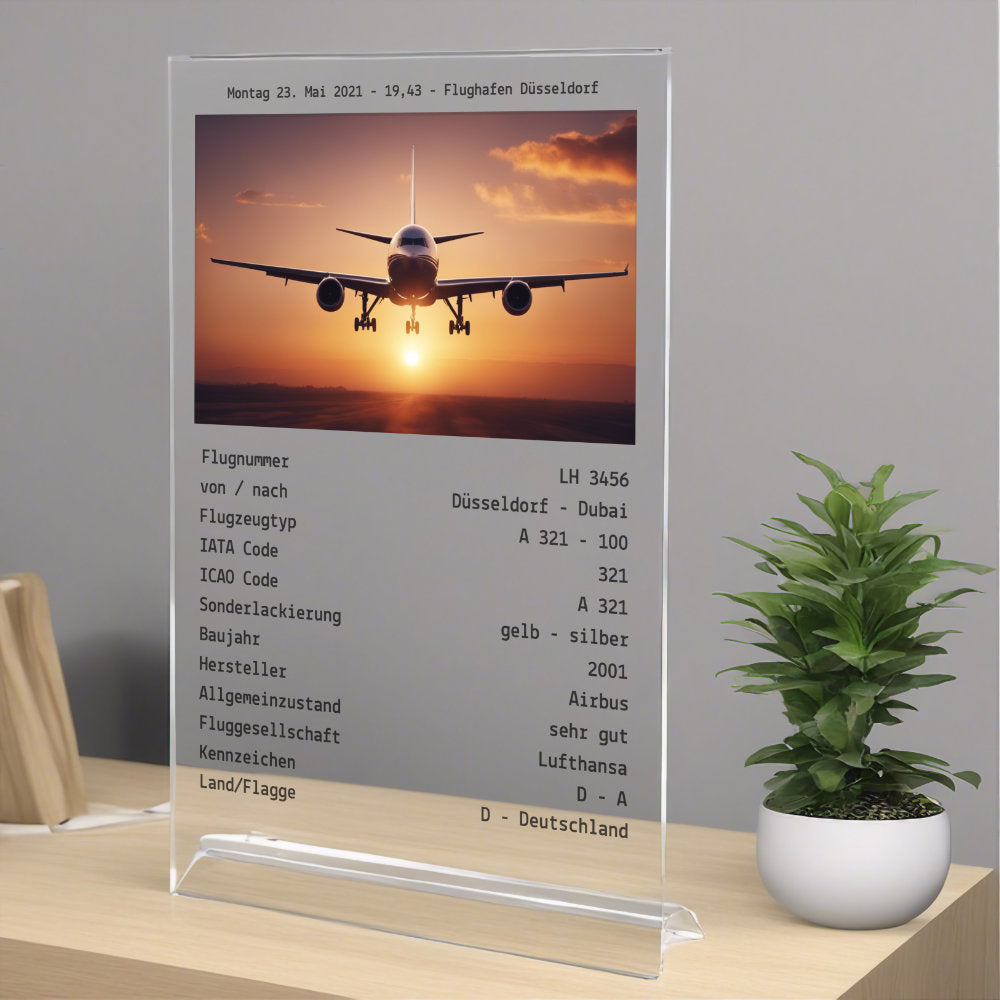 Plane Spotter Notiz personalisierbar auf Acrylglas