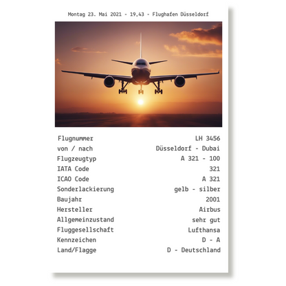 Plane Spotter Notiz personalisierbar auf Acrylglas