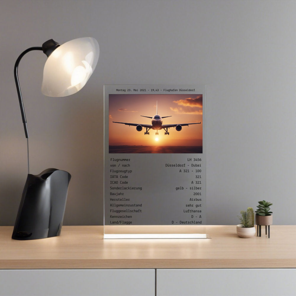 Plane Spotter Notiz personalisierbar auf Acrylglas