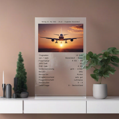 Plane Spotter Notiz personalisierbar auf Acrylglas