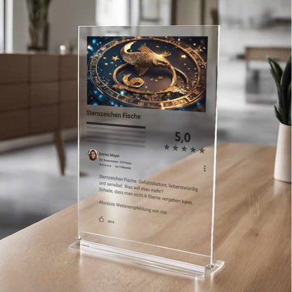 Internet Bewertung  Acrylglas Sternzeichen Fische personalisierbar mit Foto & Text