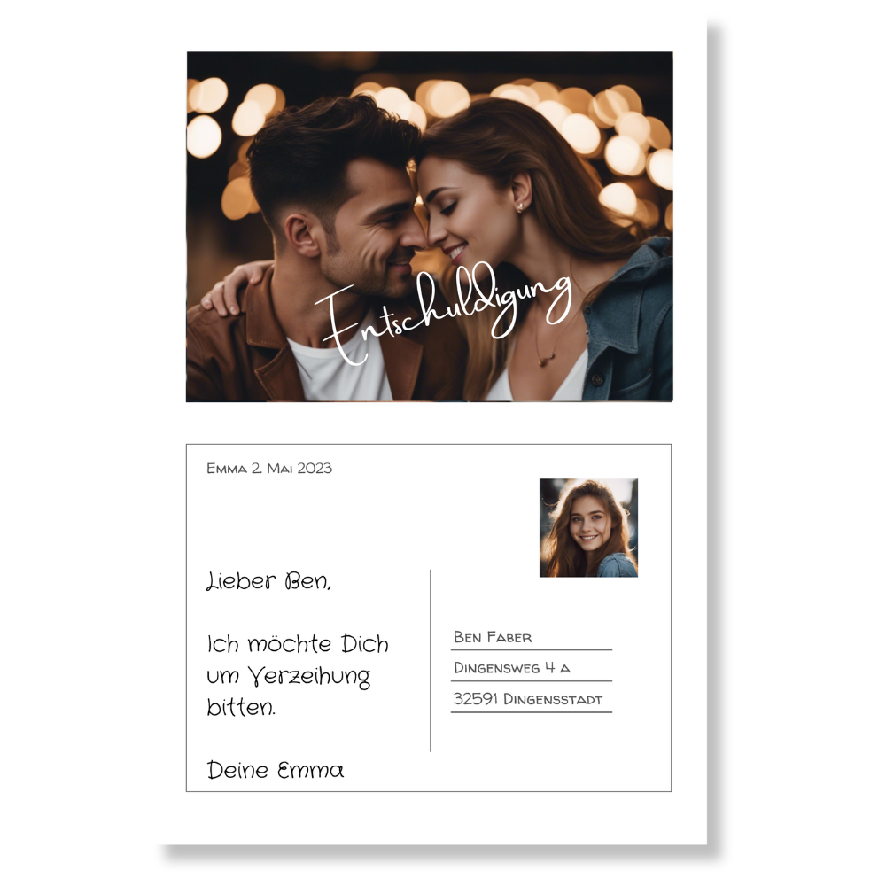 Postkarte Acrylglas Entschuldigung personalisierbar mit Foto & Text