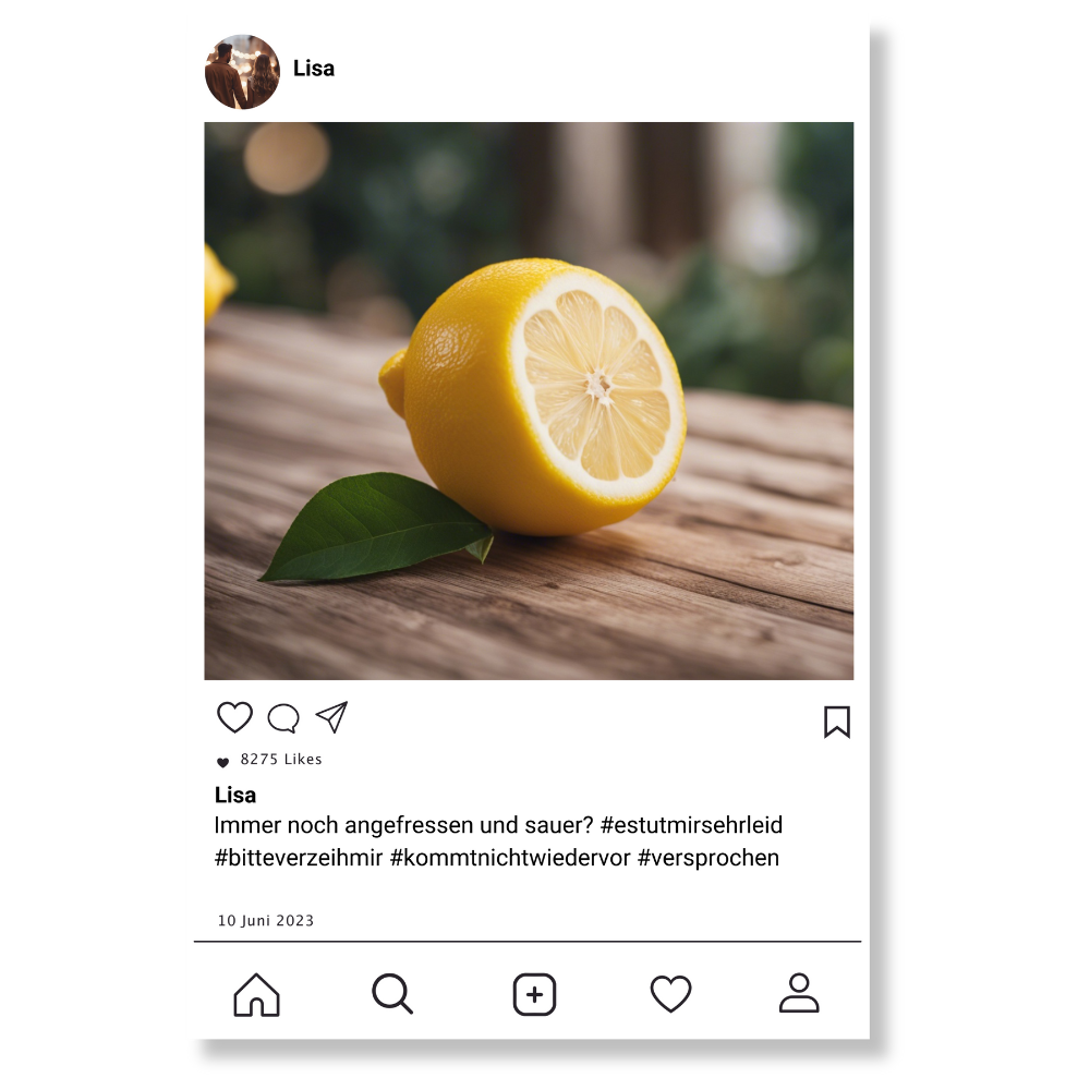 Social Media Post Acrylglas Entschuldigung personalisierbar mit Foto & Text