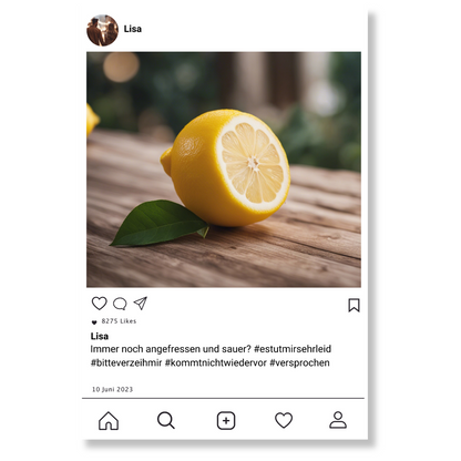 Social Media Post Acrylglas Entschuldigung personalisierbar mit Foto & Text