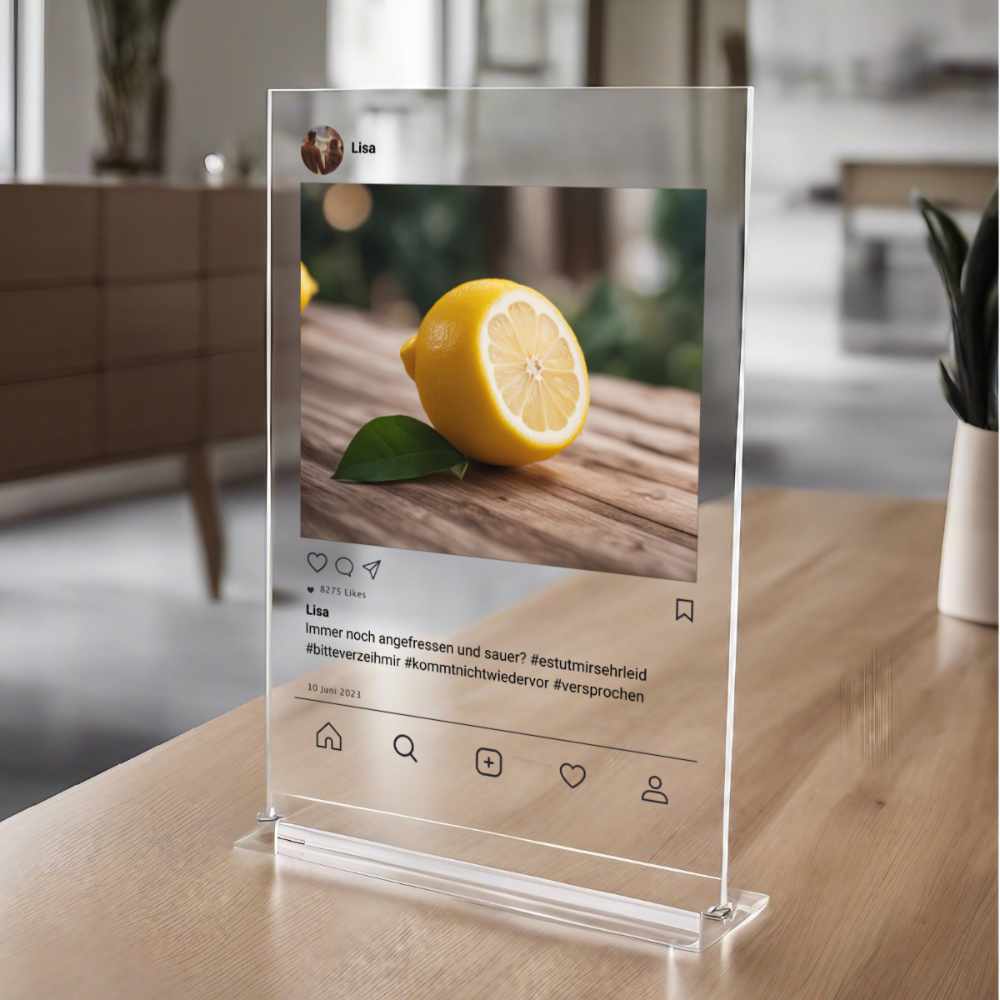 Social Media Post Acrylglas Entschuldigung personalisierbar mit Foto & Text