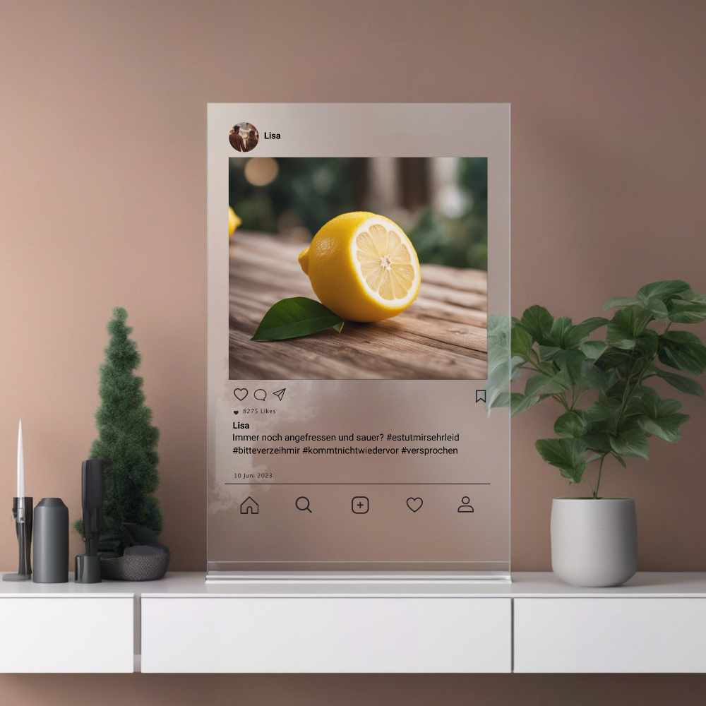 Social Media Post Acrylglas Entschuldigung personalisierbar mit Foto & Text