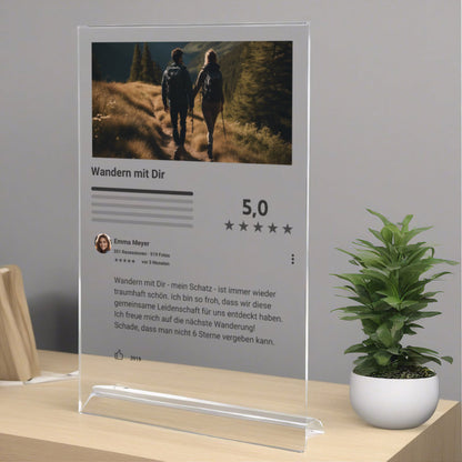 Internet Bewertung  Acrylglas gemeinsame Unternehmung personalisierbar mit Foto & Text